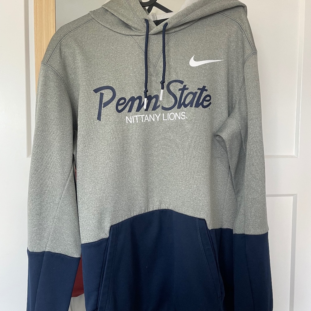 Nike Penn State Nittany Lions Sweatshirt Mens M Dri Fit Pullover Hoodie Gray